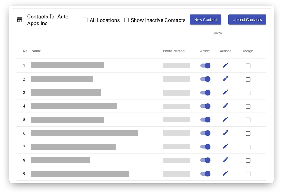 RSS Texting contacts page