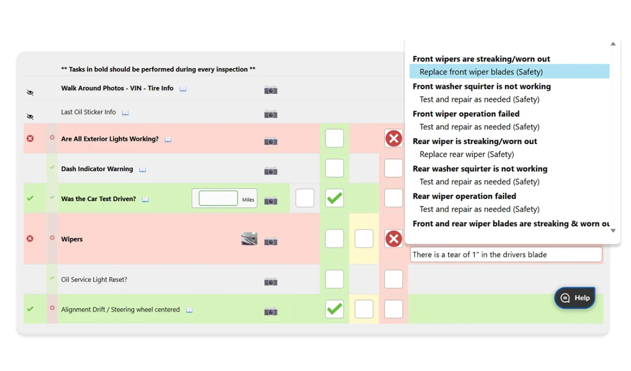 Website slider graphic showing quick drop-down menu selections for inspection recommendations